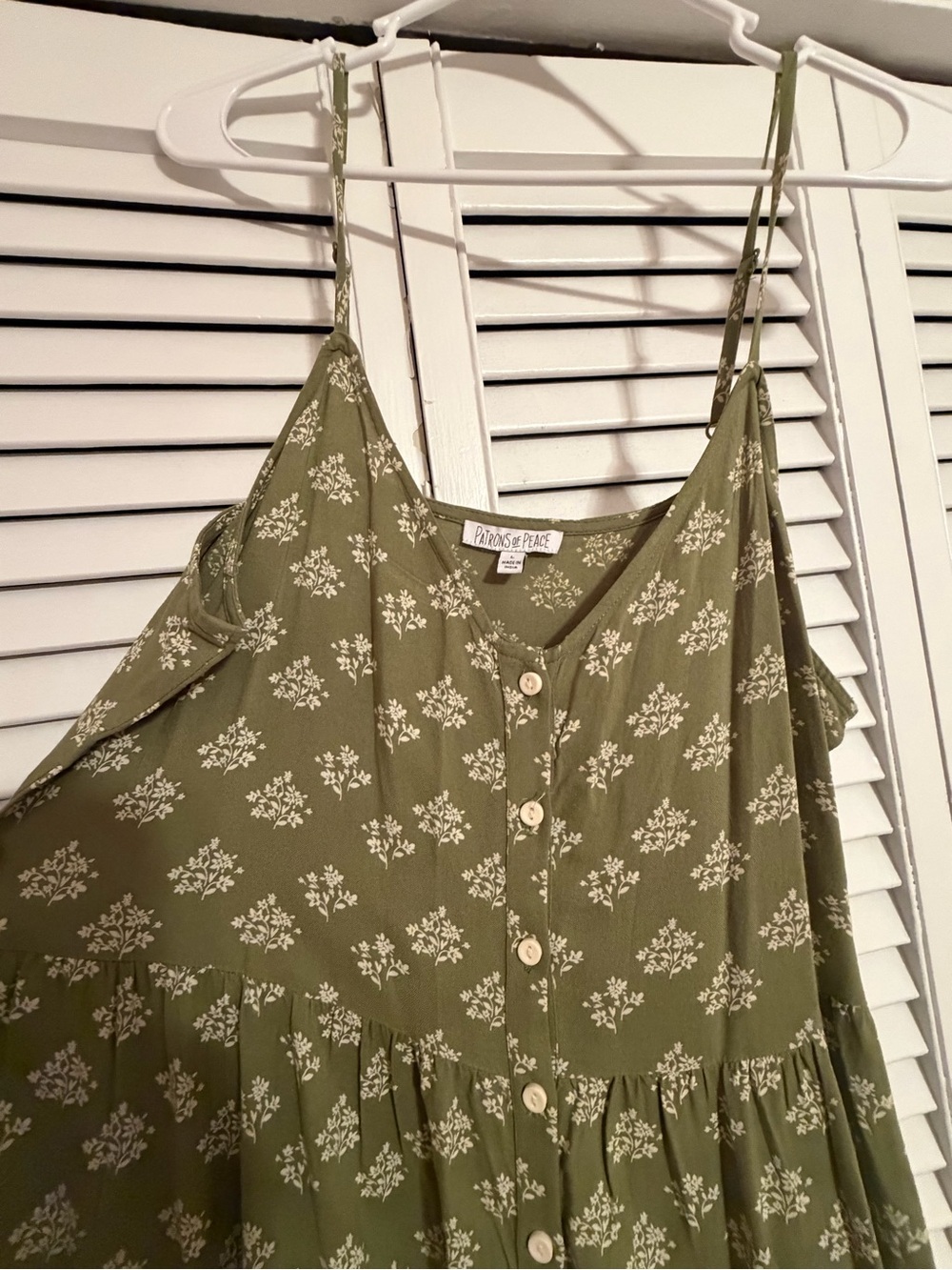 Patrons of Peace Olive Green Floral Spaghetti-Strap Maxi Dress - Picture 2 of 4